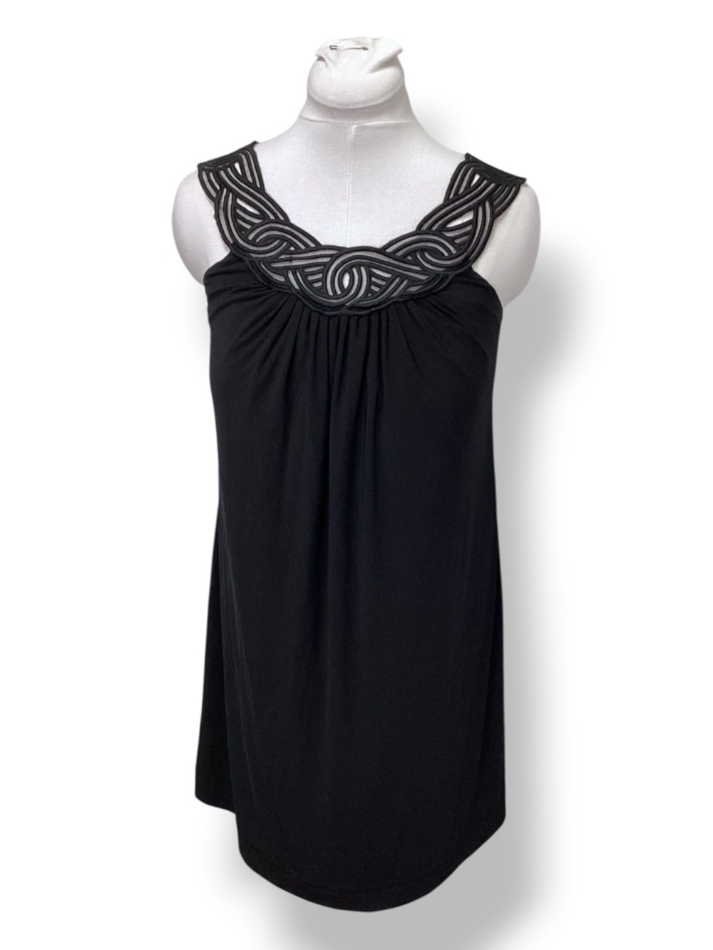 Willow Glenn New York Women’s Little Black Dress Embellished Neck, Black, 6